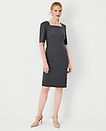 The Elbow Sleeve Square Neck Dress in Seasonless Stretch carousel Product Image 1