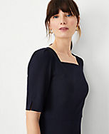 The Elbow Sleeve Square Neck Dress in Seasonless Stretch carousel Product Image 3
