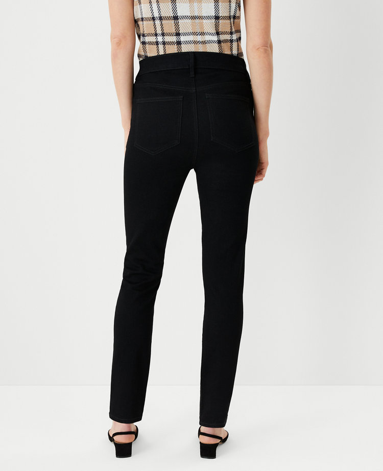 Petite High Rise Trouser Jeans in Washed Black