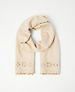 Embroidered Pom Pom Scarf carousel Product Image 1