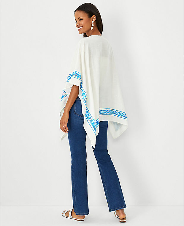 Embroidered Open Poncho