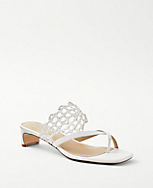 Woven Leather Blade Heel Sandals carousel Product Image 1