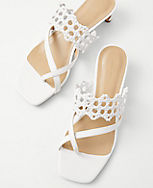 Woven Leather Blade Heel Sandals carousel Product Image 2