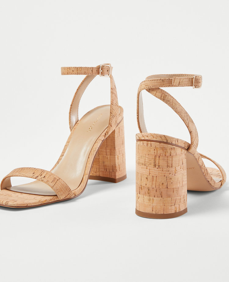 Cork High Block Heel Sandals