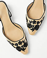 Embroidered Straw Blade Heel Slingback Pumps carousel Product Image 2
