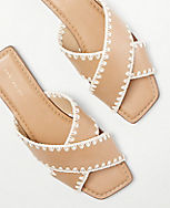 Crossover Stitched Leather Slide Sandals carousel Product Image 2
