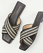 Woven Straw Crossover Slide Sandals carousel Product Image 2