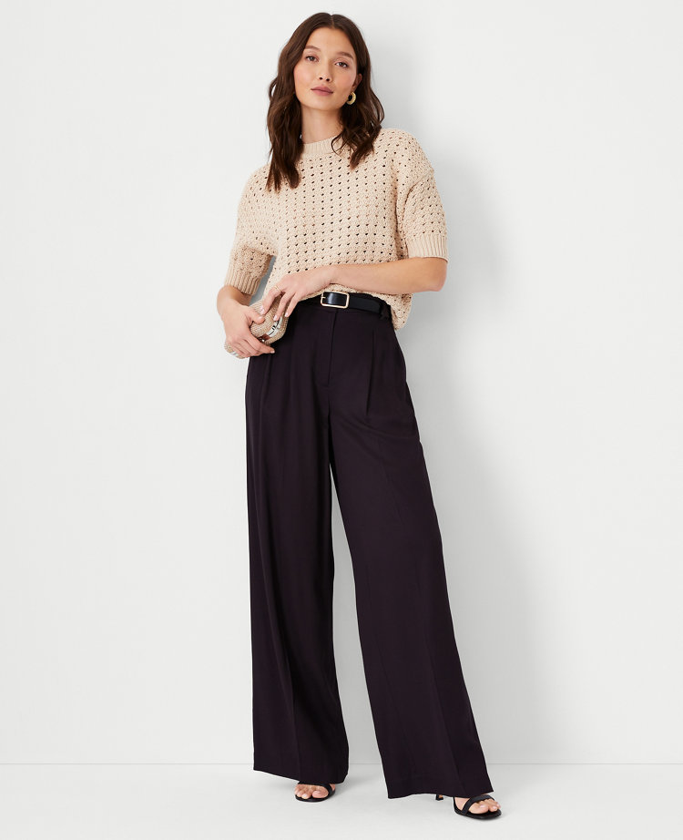 Pleated Wide-Leg Pants