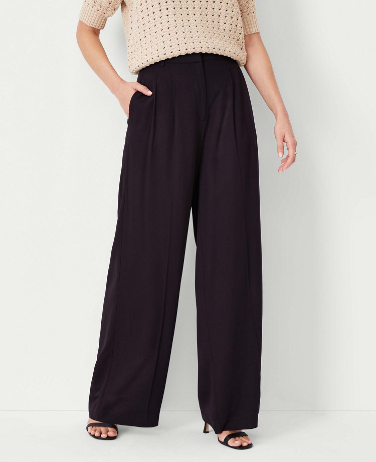 Extra High-Waisted Pleated Taylor Trouser Wide-Leg Pants for