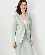 The Notched One Button Blazer in Linen Blend carousel Product Image 1