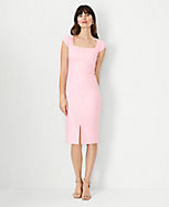The Scooped Square Neck Sheath Dress in Linen Blend carousel Product Image 1