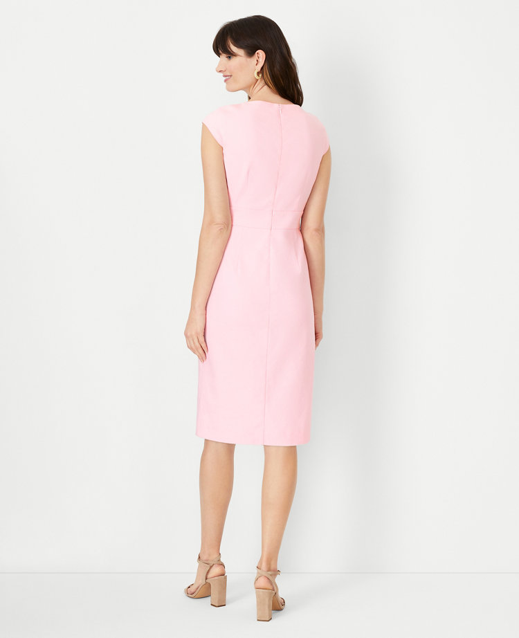 The Scooped Square Neck Sheath Dress in Linen Blend