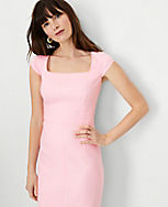 The Scooped Square Neck Sheath Dress in Linen Blend carousel Product Image 3