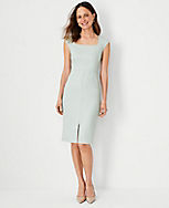 The Scooped Square Neck Sheath Dress in Linen Blend carousel Product Image 1