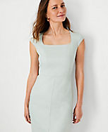 The Scooped Square Neck Sheath Dress in Linen Blend carousel Product Image 3