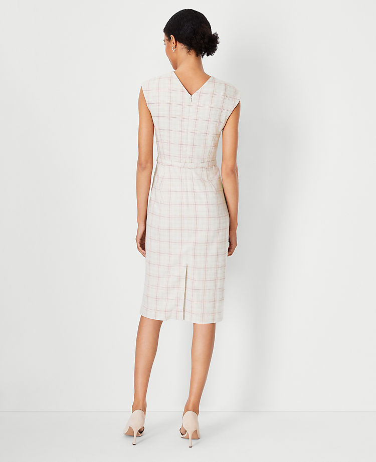 The Belted V-Neck Sheath Dress in Plaid