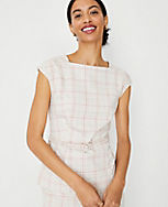 The Belted Envelope Boatneck Top in Plaid carousel Product Image 3