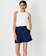 The Tie Waist Pleated Short in Linen Blend carousel Product Image 1