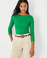 3/4 Sleeve Boatneck Top carousel Product Image 1