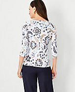 Floral 3/4 Sleeve Boatneck Top carousel Product Image 2