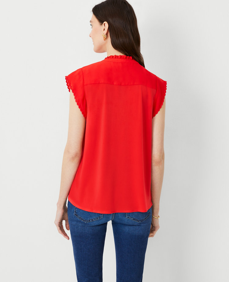 Scalloped Mixed Media Button Top