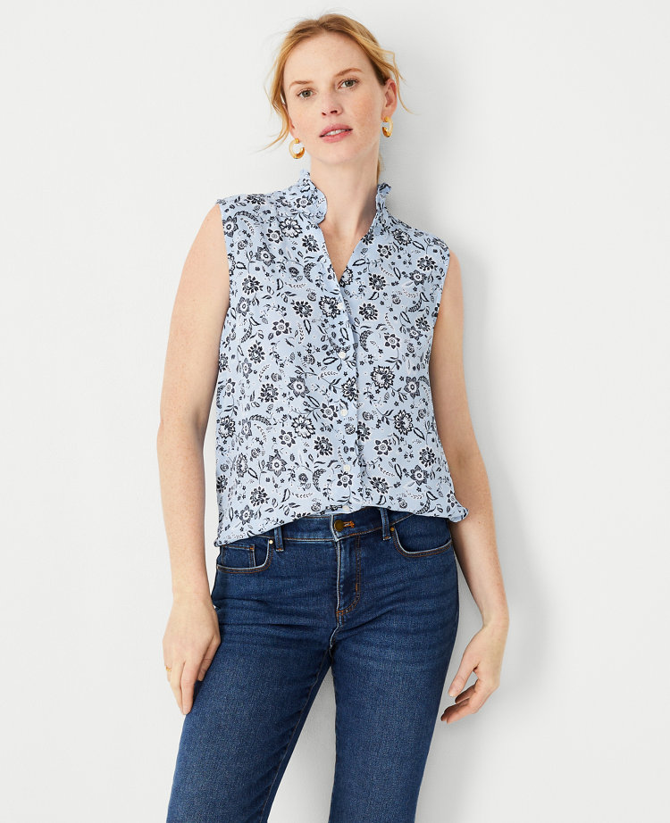 Ruffle Neck Button Top - image 3