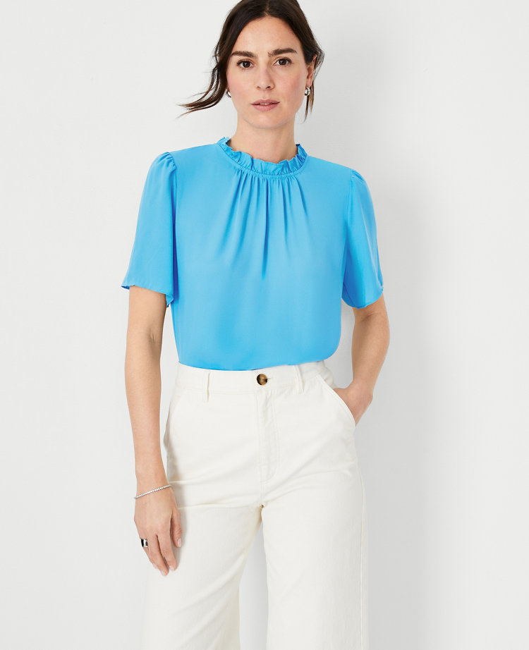 Ruffle Mock Neck Top