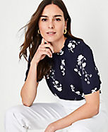 Floral Ruffle Mock Neck Top carousel Product Image 1