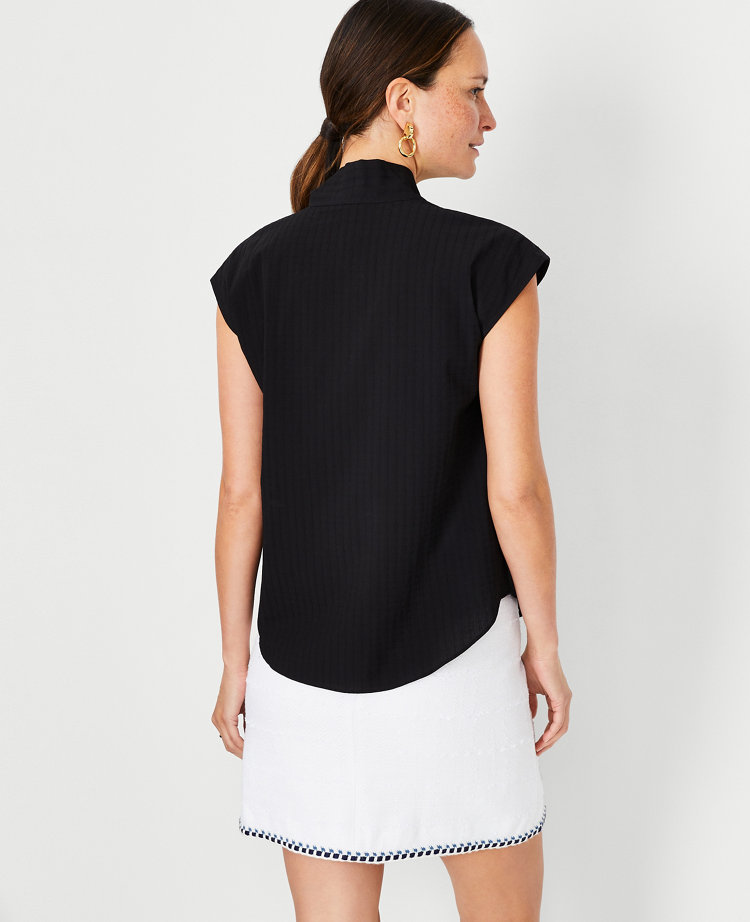 Tie Neck Cap Sleeve Top carousel Product Image 2