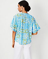 Tile Print Cutout Flutter Sleeve Top carousel Product Image 2