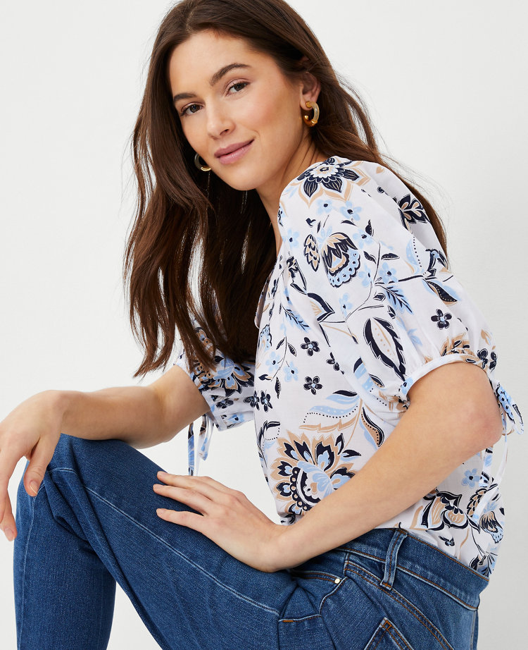 Puff Sleeve Tee SS-Floral Interlock