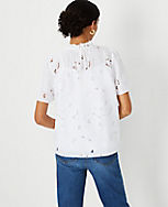 Floral Cutout Lace Ruffle Mock Neck Top carousel Product Image 2