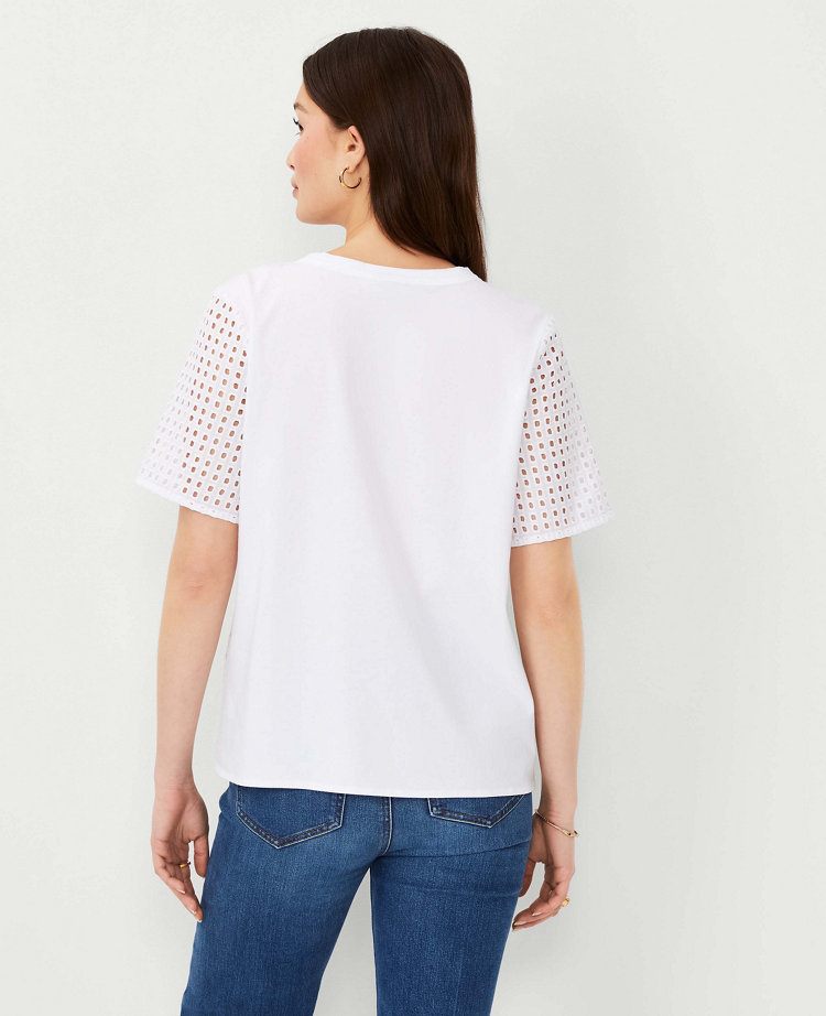 Eyelet Front Pima Cotton Tee
