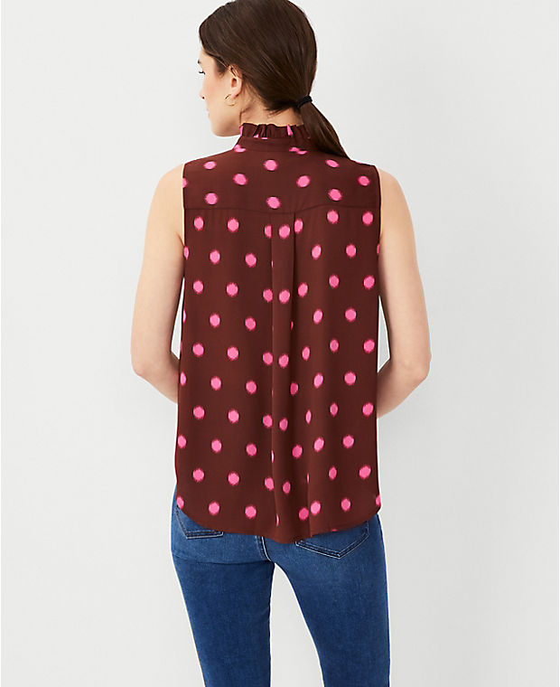 Dotted Pintucked Ruffle Popover Shell