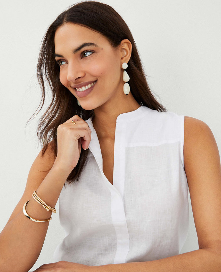 Coastalina Linen Sleeveless Popover Top main image 0