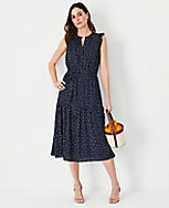 Spotted Ruffle Belted Flare Dress carousel Product Image 1