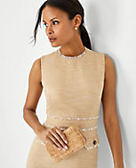 Shimmer Tweed Button Pocket Sheath Dress carousel Product Image 3
