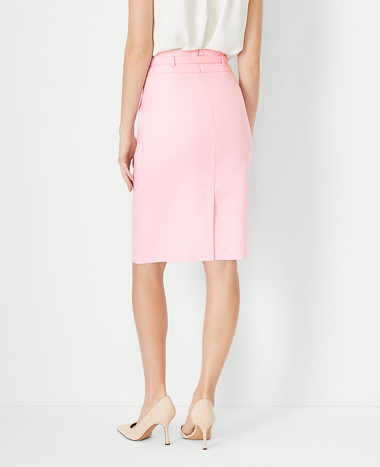 The Belted Seamed Pencil Skirt in Linen Blend