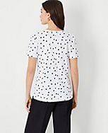 Dotted Pima Cotton Crew Neck Tee carousel Product Image 2