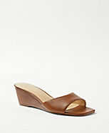 Leather Low Wedge Slide Sandals carousel Product Image 1