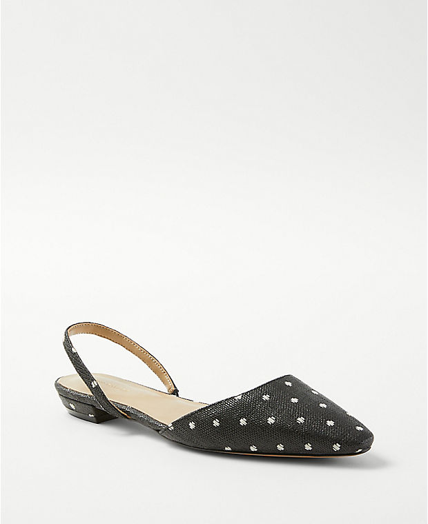 Dotted Straw Slingback Flats