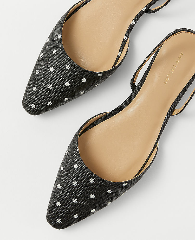 Dotted Straw Slingback Flats