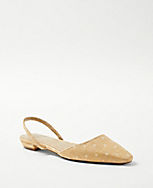 Dotted Straw Slingback Flats carousel Product Image 1