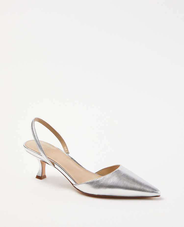 Silver shop slingback pumps