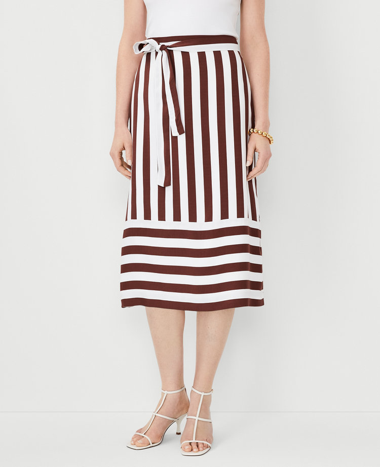 Striped Flounce Slip Skirt