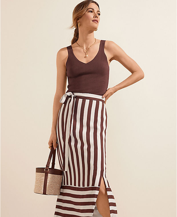 Striped Flounce Slip Skirt