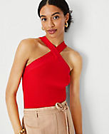 Criss Cross Halter Sweater Shell carousel Product Image 3