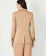 The Relaxed Double Breasted Long Blazer in Satin carousel Product Image 2