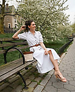 Linen Blend Puff Sleeve Pocket Shirtdress carousel Product Image 4