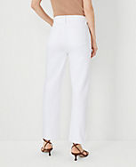 Petite Belted Sculpting Pocket High Rise Straight Jeans in White carousel Product Image 2